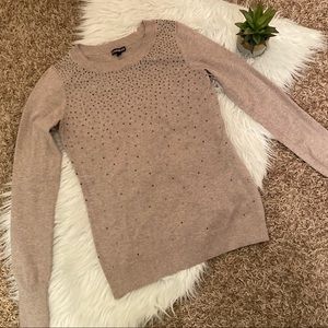 EXPRESS crewneck sweater NWOT  - taupe w/gems